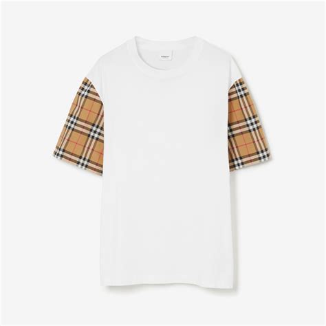 burberry check trim tee|Check Sleeve Cotton T.